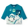 T-shirt manches longues imprimé pingouin snowboarder pour garçon de la collection Freezy