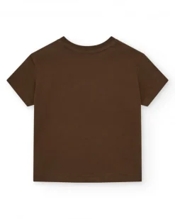 T-shirt marron pour garçon avec imprimé tropical