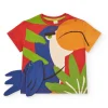 T-shirt multicolore pour garçon avec toucan et appliques
