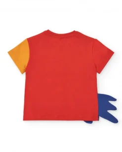 T-shirt multicolore pour garçon avec toucan et appliques