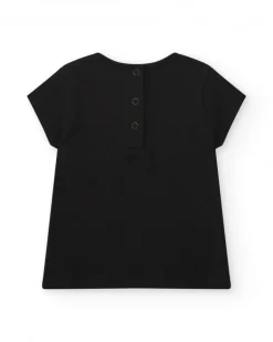 T-shirt noir pour fille avec cœurs vibrants