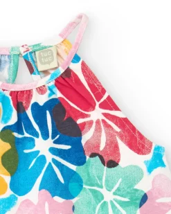 T-shirt pour fille avec design halter et imprimé floral vibrant