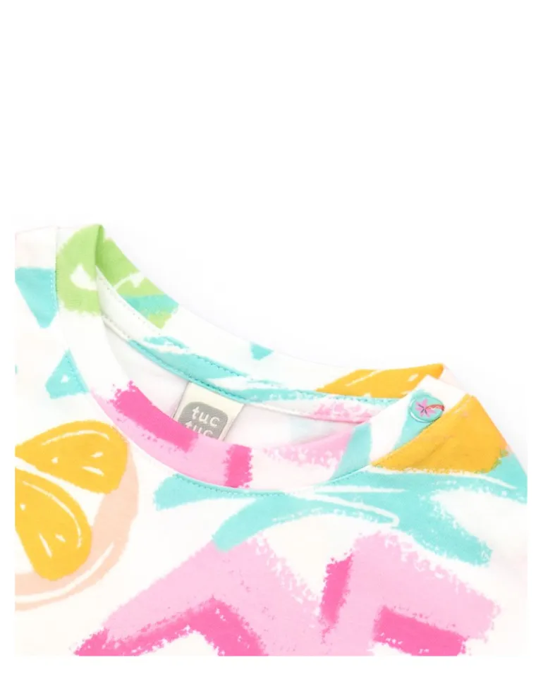 T-shirt pour fille avec fruits tropicaux et nœud décoratif