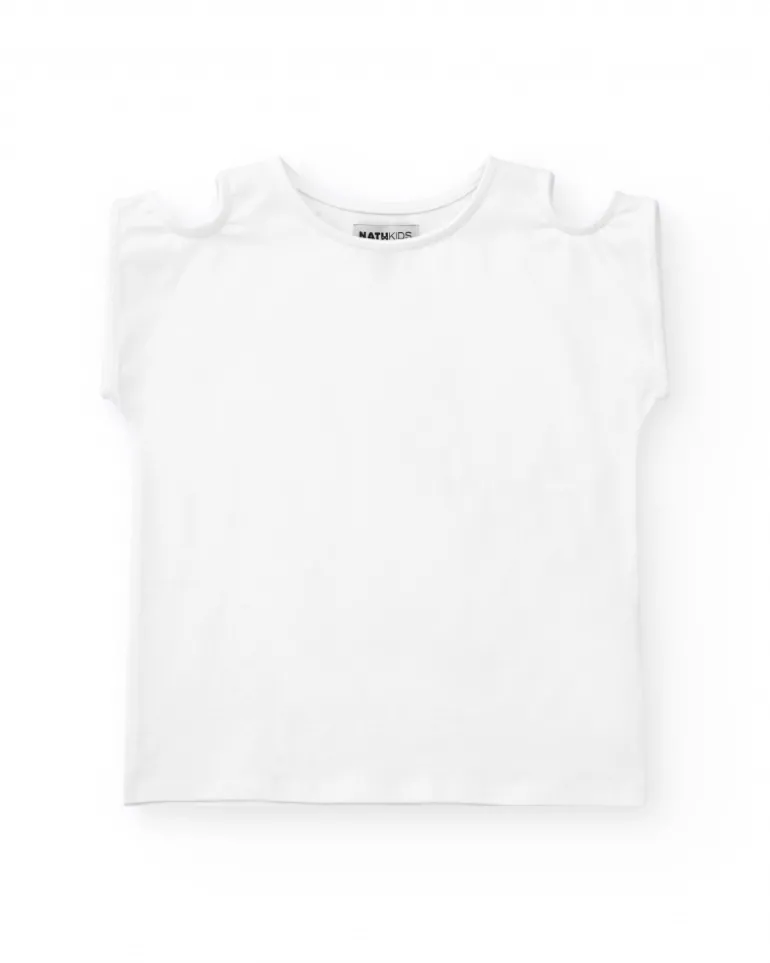 T-shirt pour fille en blanc avec épaules dénudées