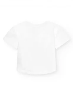 T-shirt pour fille en blanc avec imprimé tropical.