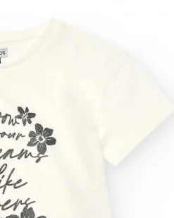 T-shirt pour fille en blanc avec design floral.