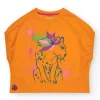 T-shirt pour fille en orange à manches courtes avec détails floraux.
