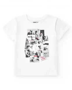 T-shirt pour garçon en blanc avec imprimé photographique.