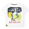 T-shirt pour garçon en blanc avec imprimé skate.