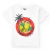 T-shirt pour garçon en blanc avec imprimé tropical