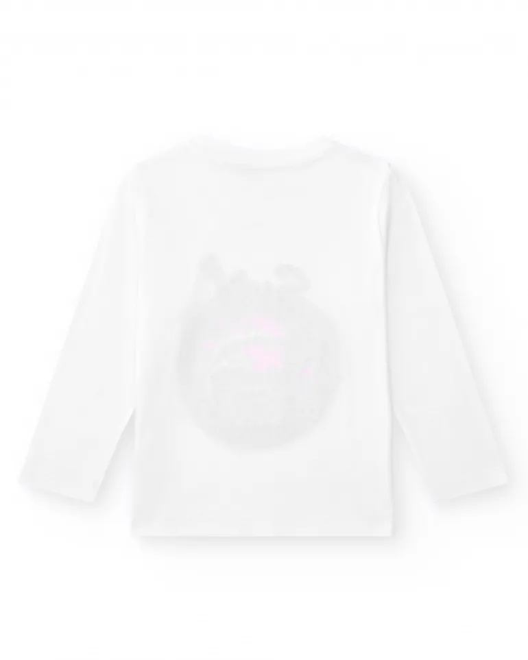 T-shirt pour garçon en blanc avec imprimé tropical.