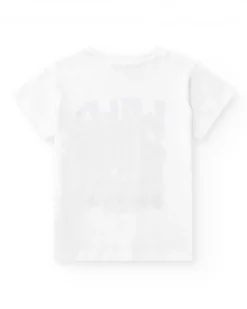 T-shirt pour garçon en blanc avec imprimé crocodile et message
