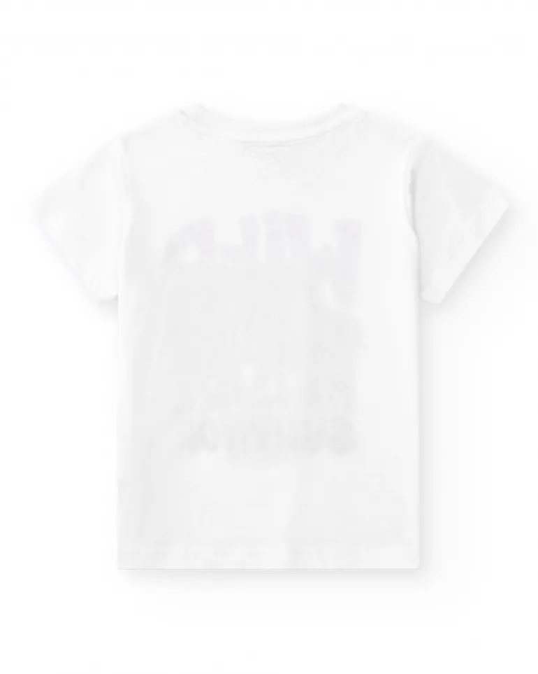 T-shirt pour garçon en blanc avec imprimé crocodile et message