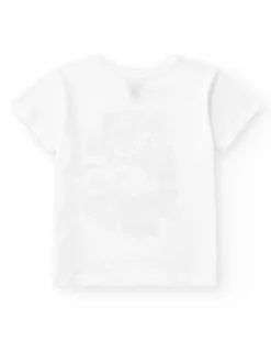 T-shirt pour garçon en blanc avec imprimé photographique.
