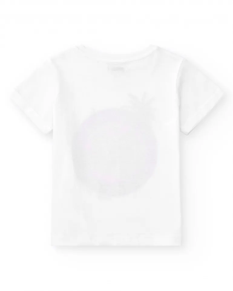 T-shirt pour garçon en blanc avec imprimé tropical