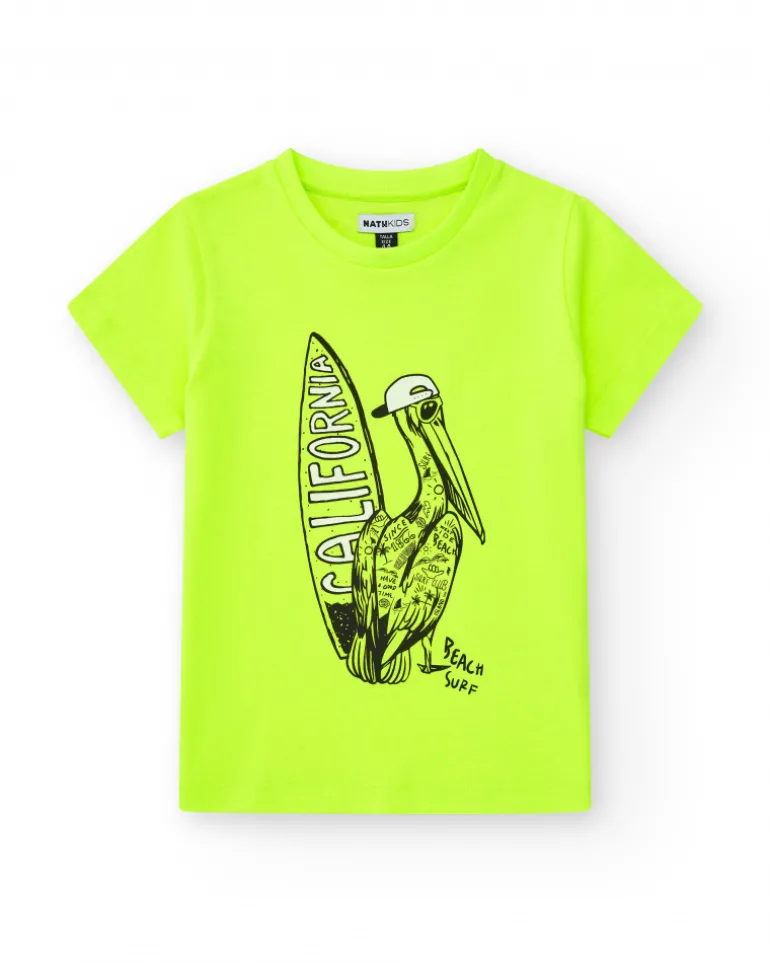 T-shirt pour garçon en jaune avec imprimé pélican.