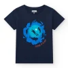 T-shirt pour garçon en noir avec imprimé océanique