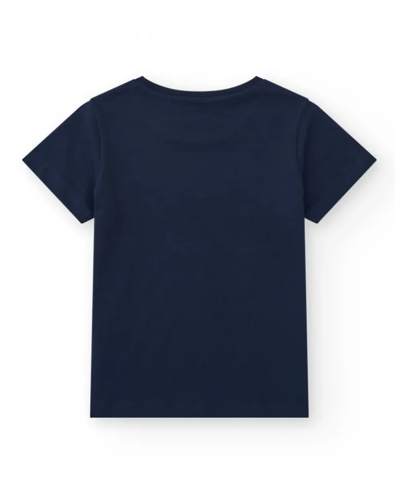 T-shirt pour garçon en noir avec imprimé océanique