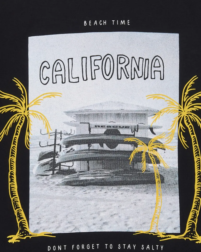 T-shirt pour garçon en noir avec imprimé photographique.