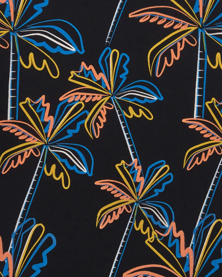 T-shirt pour garçon en noir avec imprimé tropical.