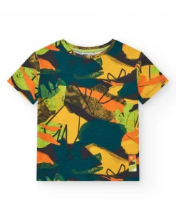 T-shirt pour garçon en vert avec imprimé frontal