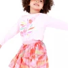 T-shirt rose à manches longues pour fille avec imprimé d’animaux