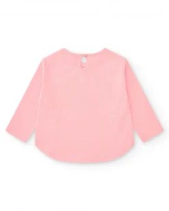 T-shirt rose à manches longues pour fille avec imprimé d’animaux