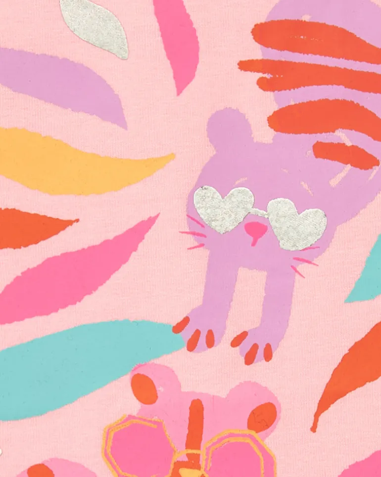 T-shirt rose à manches longues pour fille avec imprimé d’animaux