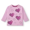 T-shirt rose manches longues avec coeurs pour fille collection Cyber Dino