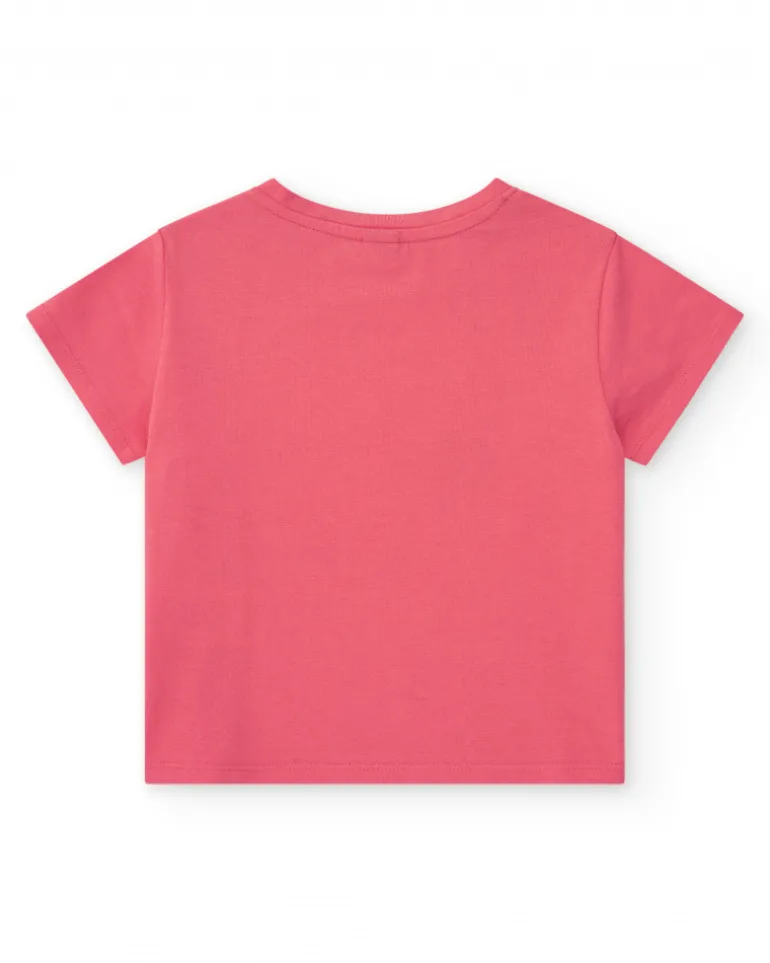 T-shirt rose pour fille avec étoile de mer et coquillages