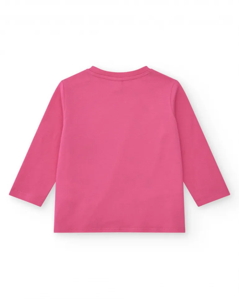 T-shirt rose pour fille avec étoiles et formes géométriques