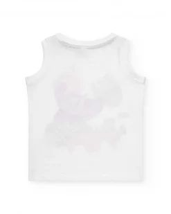 T-shirt sans manches blanc pour garçon avec imprimé coloré