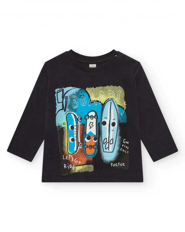 T-shirt sans manches bleu pour garçon avec imprimé