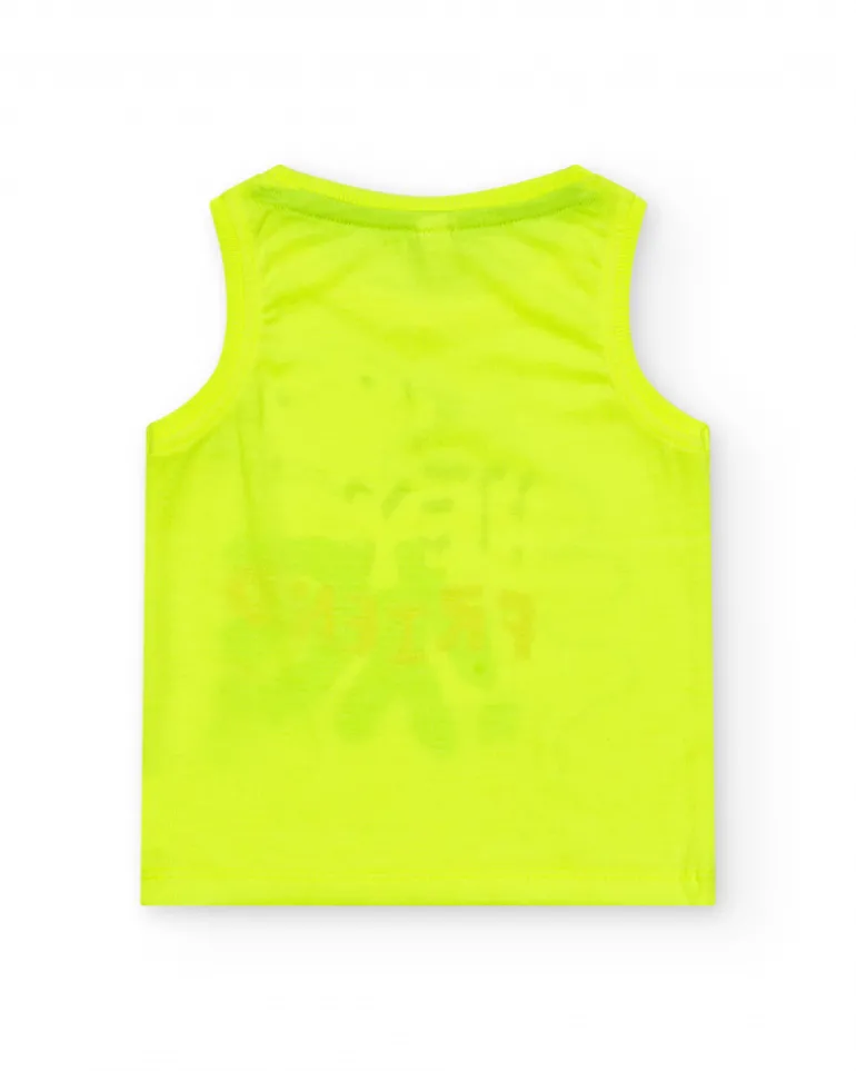 T-shirt sans manches jaune pour garçon avec requin
