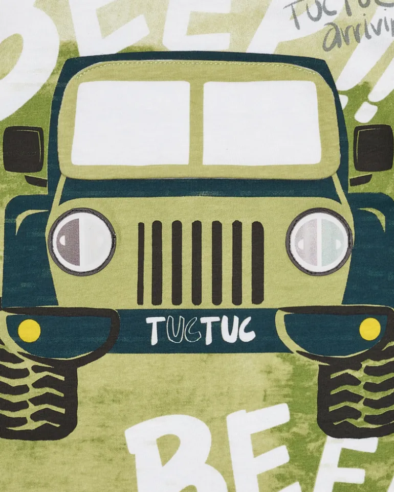 T-shirt vert pour garçon avec imprimé de jeep