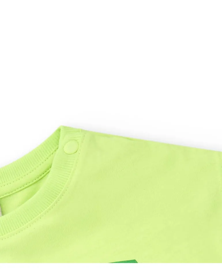 T-shirt vert pour garçon avec requin