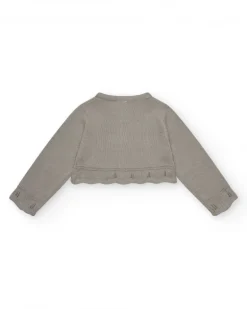 Veste beige en tricot pour fille avec boutons brillants