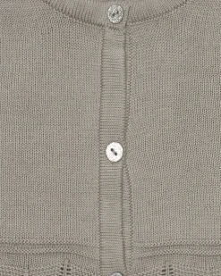 Veste beige en tricot pour fille avec boutons brillants