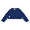 Veste bleu marine en tricot pour fille avec col rond et boutons