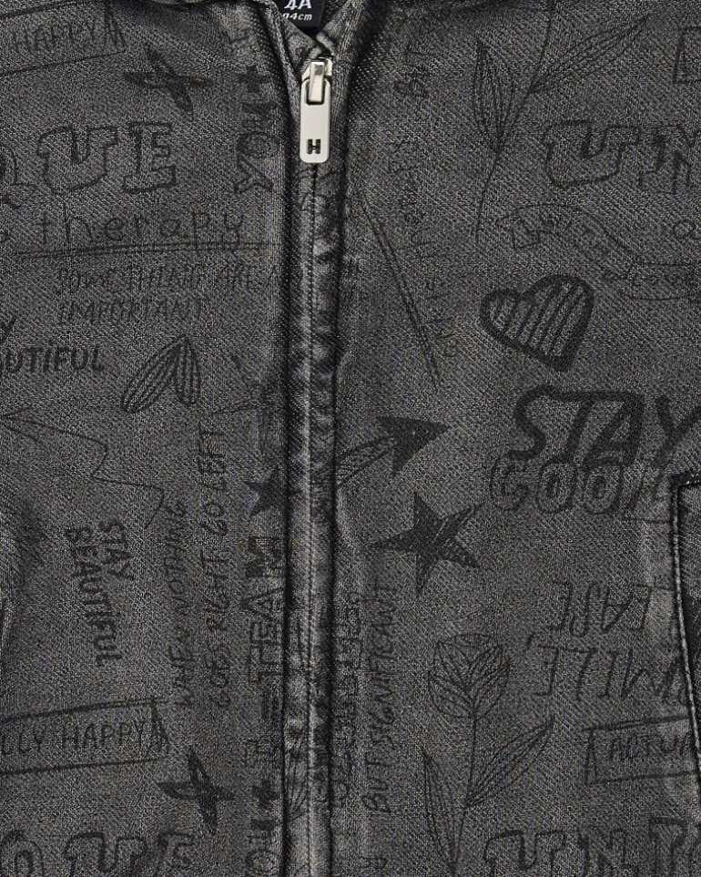 Veste en jean à capuche imprimée collection Rebel Dreamers