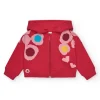 Veste en peluche pour fille en rouge avec un imprimé floral et une capuche Happy Garden