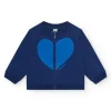 Veste en polaire bleue pour fille avec cœur sur la poitrine et fermeture éclair