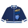 Veste en polaire bleue pour garçon avec détails blancs et fermeture éclair frontale