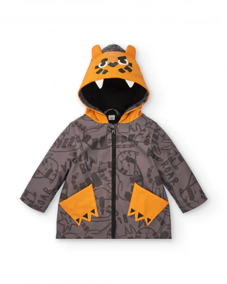 Veste imperméable grise à capuche tigre garçon collection Cartoon Calling