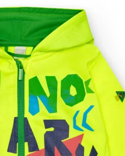 Veste jaune pour garçon avec requin et phrase
