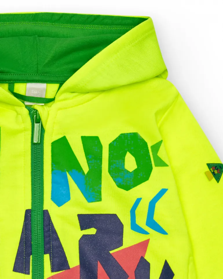 Veste jaune pour garçon avec requin et phrase
