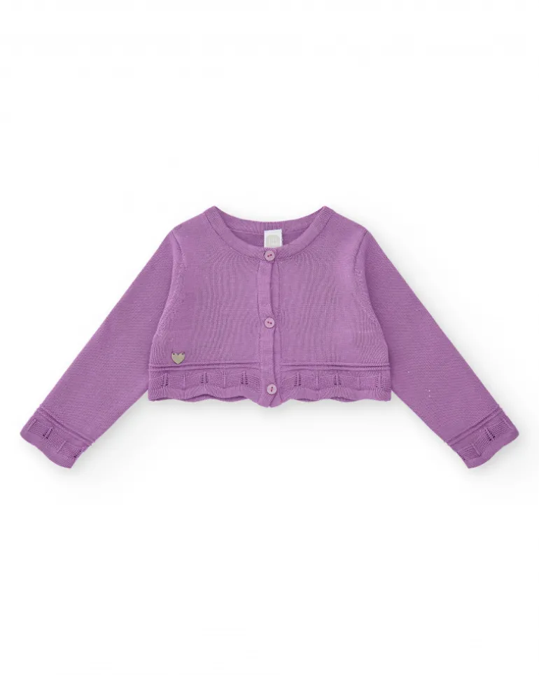 Veste lilas pour fille avec boutons et détails