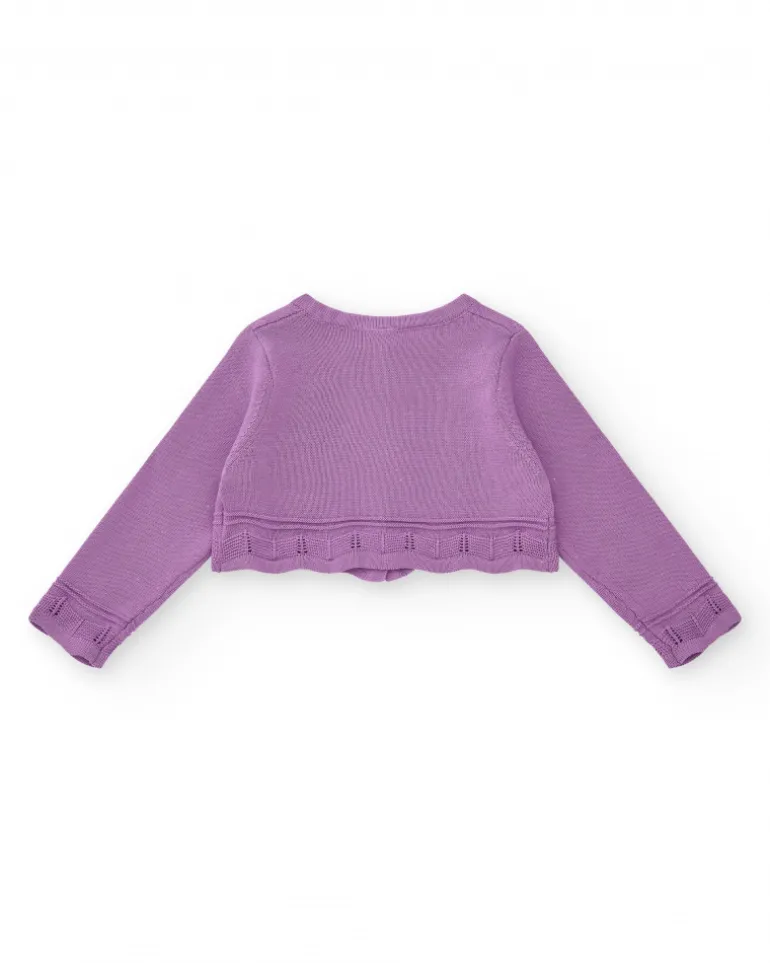 Veste lilas pour fille avec boutons et détails
