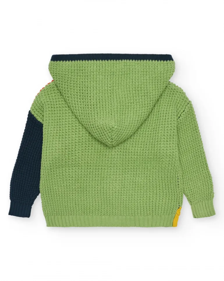 Veste multicolore en tricot pour garçon avec capuche et fermeture éclair