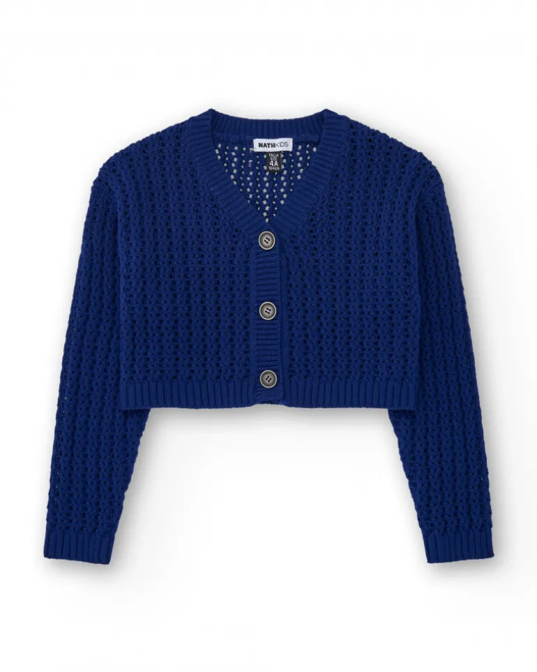Veste pour fille en bleu avec boutons décoratifs